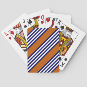 Navy blue and white stripes with burnt orange poker cards