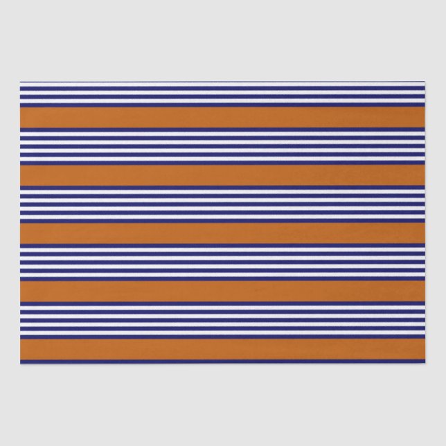 Navy blue and white stripes with burnt orange tissue paper (Front)