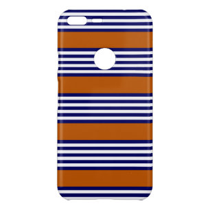 Navy blue and white stripes with burnt orange uncommon google pixel XL case