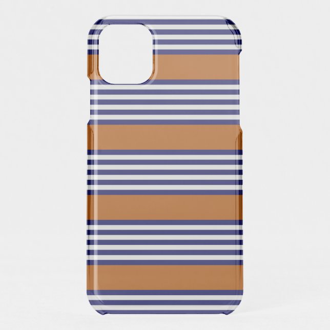 Navy blue and white stripes with burnt orange uncommon iPhone case (Back)
