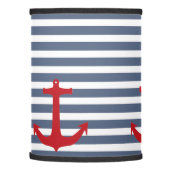 Navy Blue and White Stripes with Red Anchor Lamp Shade (Left)