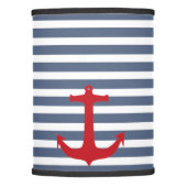 Navy Blue and White Stripes with Red Anchor Lamp Shade (Front)