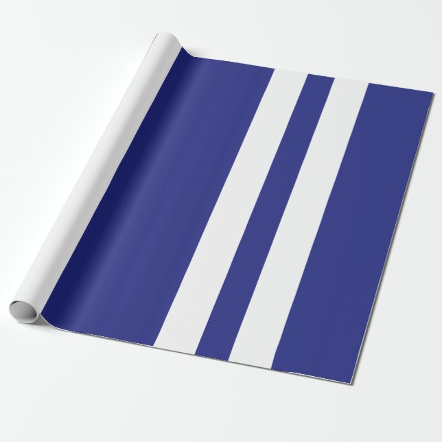 Navy blue and white stripes wrapping paper (Unrolled)
