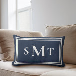 Navy Blue and White Three Letter Monogram Lumbar Pillow<br><div class="desc">Navy Blue and White Three Letter Monogram Throw Pillow</div>