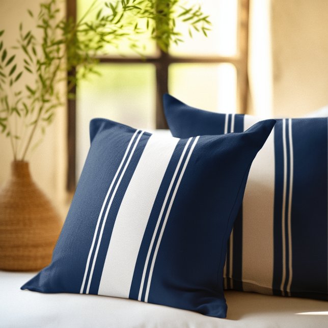 Navy Blue and White Throw Pillow (Creator Uploaded)