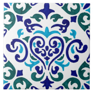 navy blue and white tile pattern