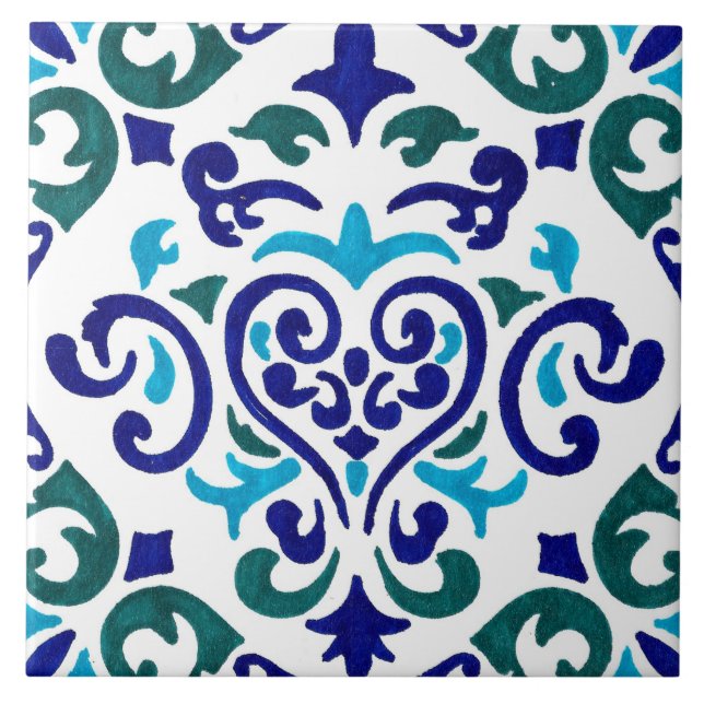 navy blue and white tile pattern (Front)