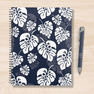 Navy Blue and White Tropical Foliage Floral Planner