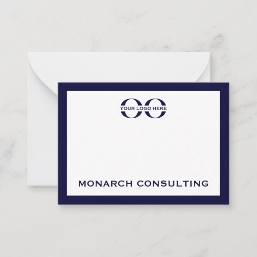 Navy Blue and White Typographic Business Logo Note Card