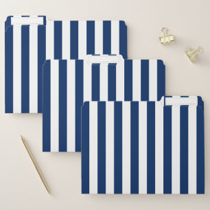Navy Blue and White Vertical Stripes File Folder