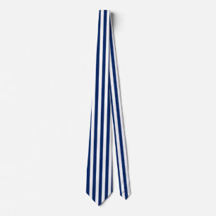 Navy Blue and White Vertical Stripes Neck Tie