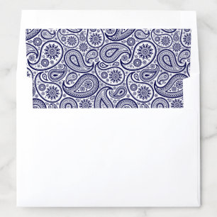 Navy-blue and white vintage paisley pattern envelope liner
