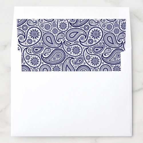 Navy_blue and white vintage paisley pattern envelope liner