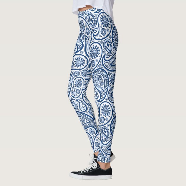 Blue paisley leggings clearance