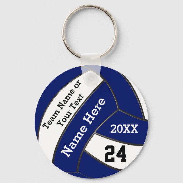 Navy Blue and White, Volleyball Gifts for Players, Keychain (Front)
