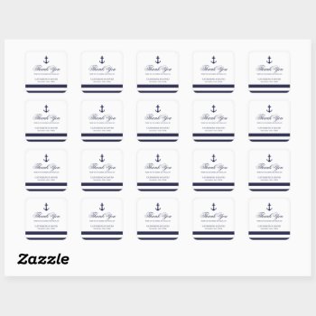 Navy Blue And White Wedding Favor Anchor Stickers by colourfuldesigns at Zazzle