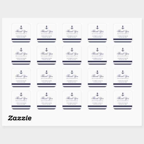 Navy Blue and White Wedding Favor Anchor Stickers