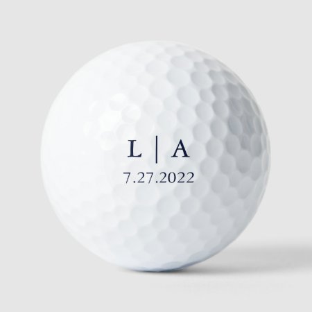 Navy Blue And White Wedding Personalized Golf Ball