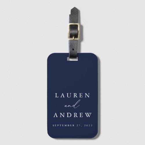Navy Blue and White Wedding Personalized Luggage Tag