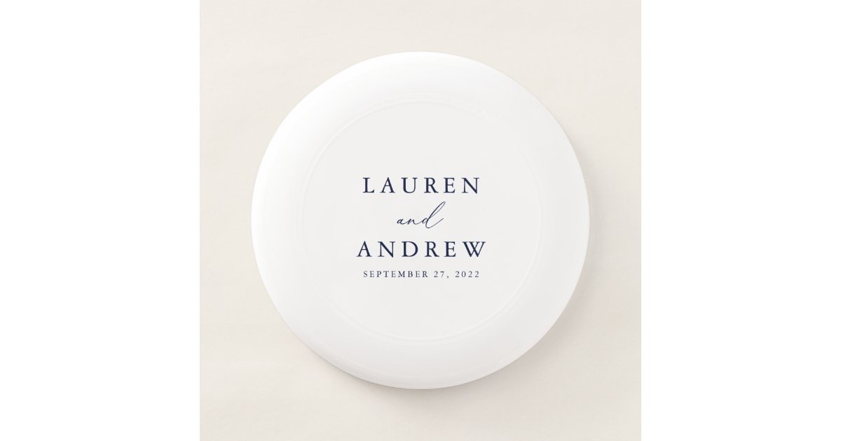 Navy Blue and White Wedding Personalized Wham-O Frisbee | Zazzle