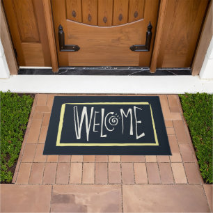 Navy blue and white welcome  doormat