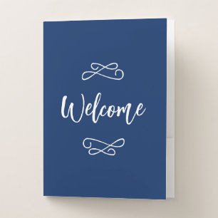 Navy Blue and White Welcome Pocket Folder