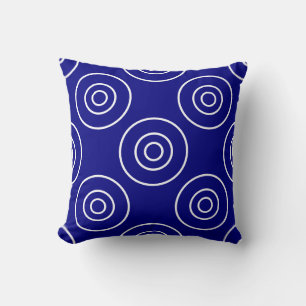 Navy blue and white with circles throw pillow
