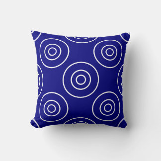 Navy blue and white with circles throw pillow