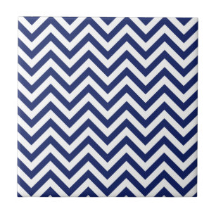 Blue Chevron Decorative Ceramic Tiles | Zazzle