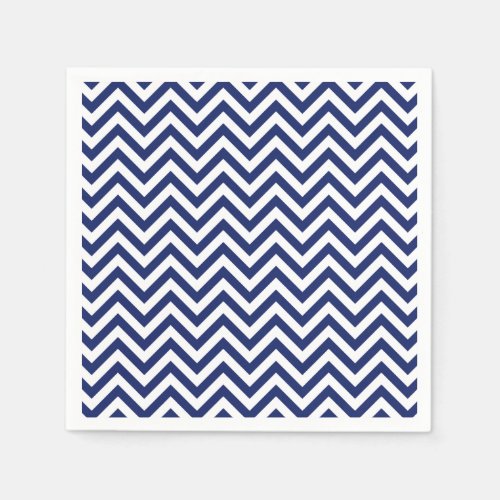 Navy Blue and White Zigzag Stripes Chevron Pattern Napkins