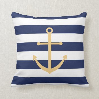 Navy Blue And Yellow Anchor Pillow by BellaMommyDesigns at Zazzle
