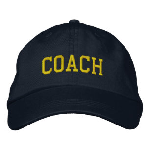 Navy Blue and Yellow Custom Coach Sports Team Gift Embroidered Baseball Cap