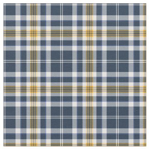 Navy Blue and Yellow Gold Sporty Plaid Fabric