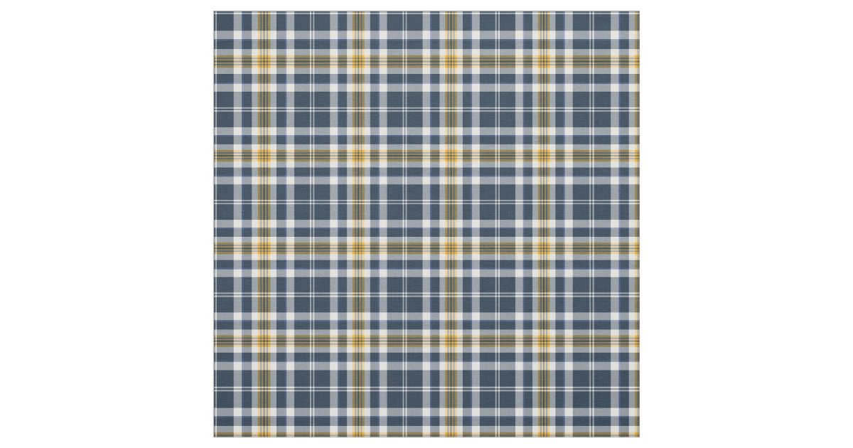 Navy Blue And Yellow Gold Sporty Plaid Fabric Zazzle