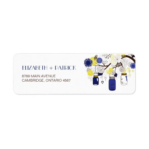 Navy Blue and Yellow Mason Jars Address Label