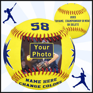 Navy Blue and Yellow PHOTO Custom Softball