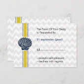 Navy Blue and Yellow Seashell Wedding Stationery Invitation (Front/Back)