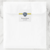 Navy Blue and Yellow Seashell Wedding Stationery Square Sticker (Bag)