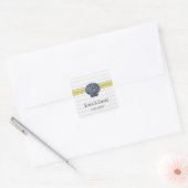 Navy Blue and Yellow Seashell Wedding Stationery Square Sticker (Envelope)