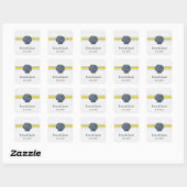 Navy Blue and Yellow Seashell Wedding Stationery Square Sticker (Sheet)