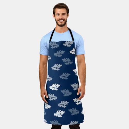 Navy Blue Antique Leaves Pattern Apron