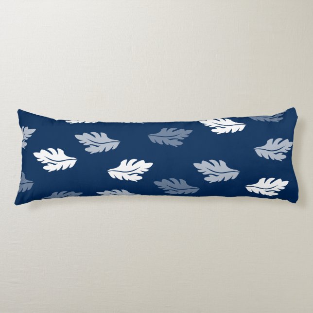 Navy Blue Antique Leaves Pattern Body Pillow (Front)