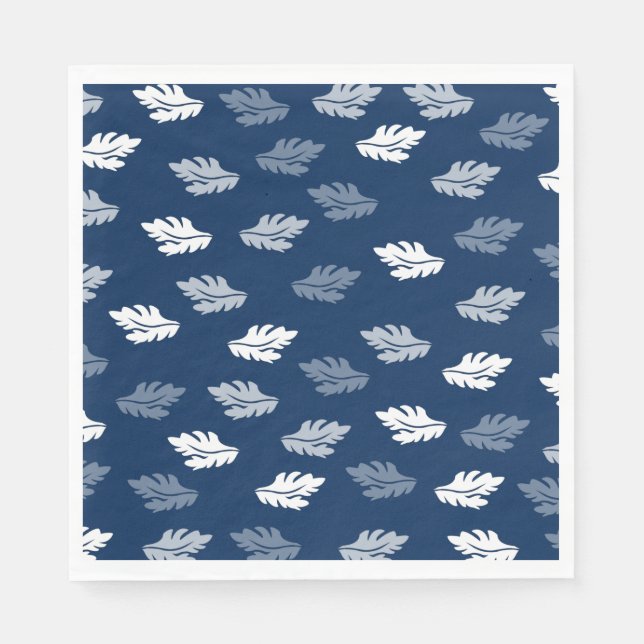 Navy Blue Antique Leaves Pattern Napkins (Front)