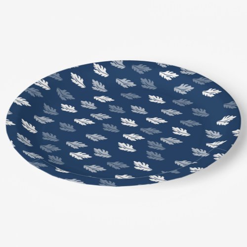 Navy Blue Antique Leaves Pattern  Paper Plates