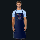 Navy Blue Apron Promotional Custom Company Logo<br><div class="desc">Personalize this all-over-print apron with your own company logo or picture and custom text. The text can be a name, business tagline, website address, social media handle, or other personalized text to express yourself. You can easily customize the front and straps with your own color choice. Available in large, medium,...</div>