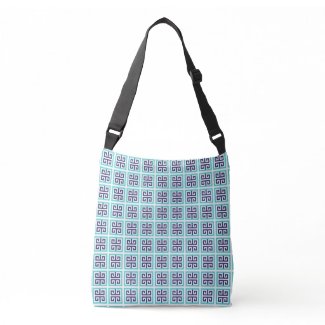 Navy Blue Aqua Greek Pattern Crossbody Bag