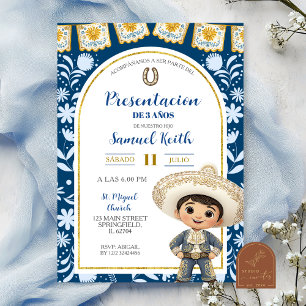 Navy Blue Arch Cielito Lindo Presentacion de 3 ano Invitation