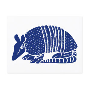 Navy Blue Armadillo Graphic Illustration Postcard