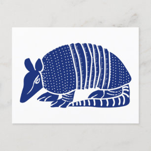 Navy Blue Armadillo Graphic Illustration Postcard
