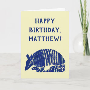 Navy Blue Armadillo Personalized Custom Message Card